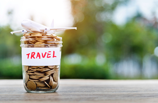 Saving money for travel concept.