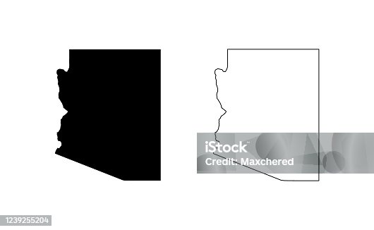 istock Arizona state silhouette, line style. America illustration, American vector outline isolated on white background 1239255204