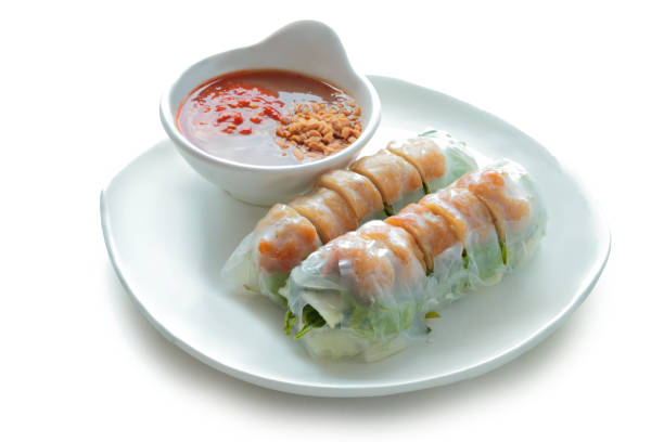 istock Vietnamese Meatball Wraps (Nam Neung) isolated on white background. With clipping path. 1239272045