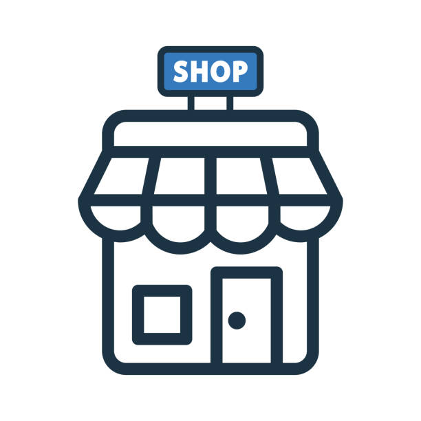 Store icon, market, retail shop vector Store icon, market, retail shop for commercial, print media, web or any type of design projects. store symbols stock illustrations