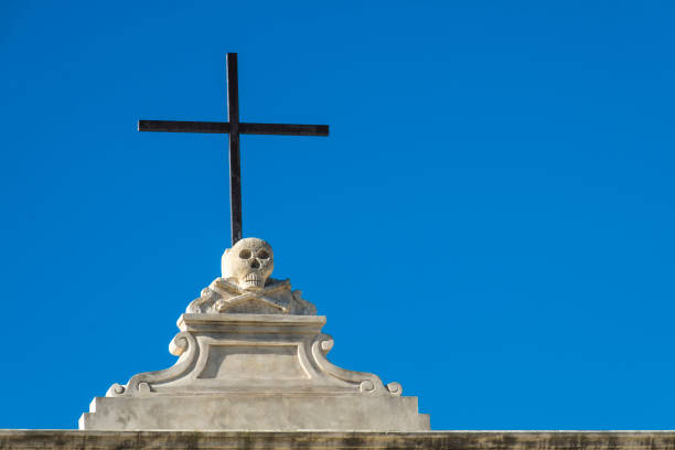 Low Angle View Of Cross Against Clear Blue Sky