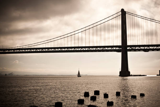 Sunset in San Francisco at the Bay Bridge with a lonely sailboat.  More images from San Francisco in the lightbox: