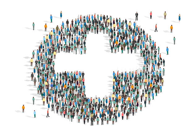 istock Medical humanitarian aid. Cross made by crowd of people on white background, vector illustration in flat style 1239333548