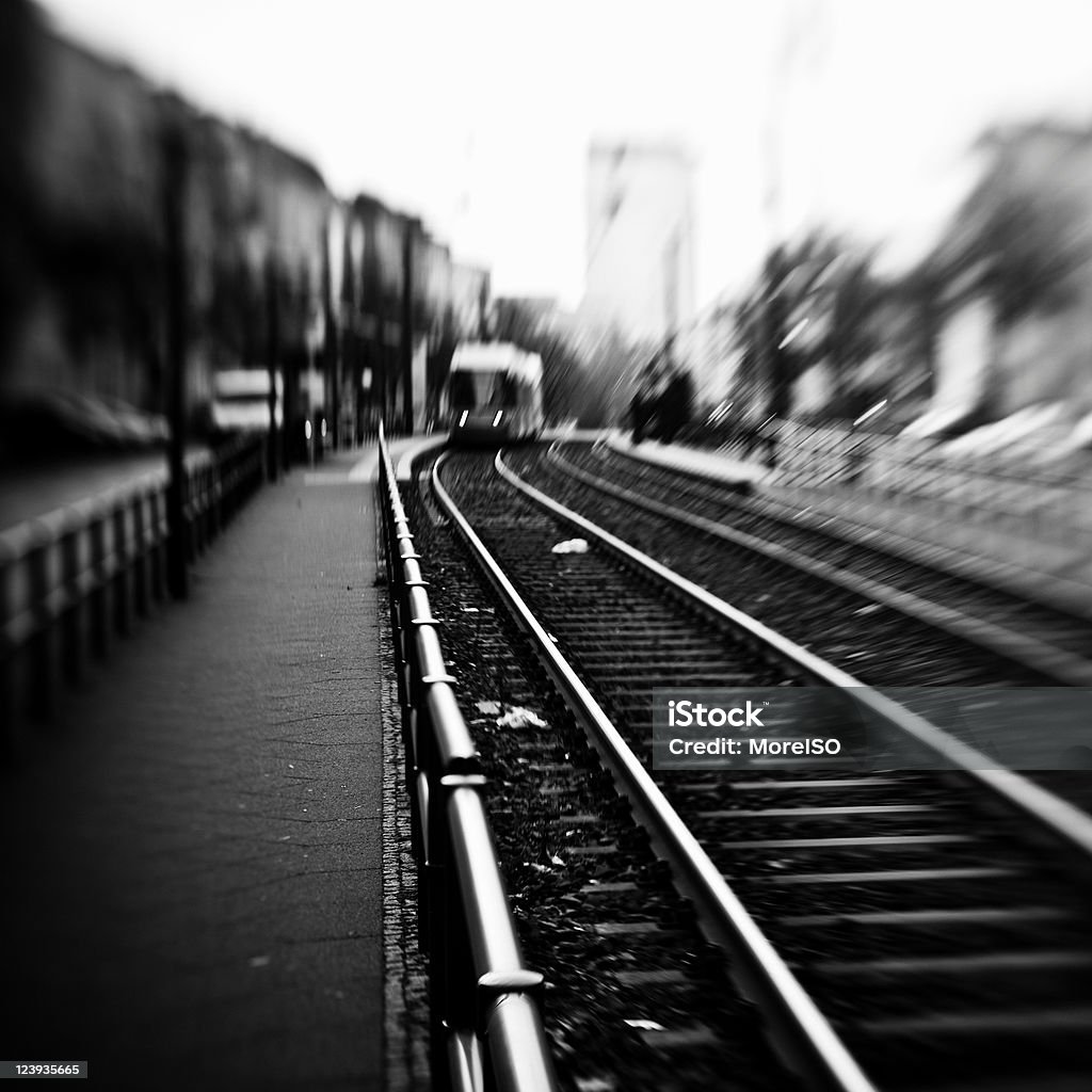 Railroad in schwarz und weiß - Lizenzfrei Bahnhof Stock-Foto