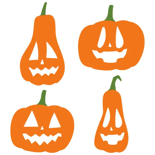 Vector illustration of Halloween pumpkin vector simple set isolated on a white background.