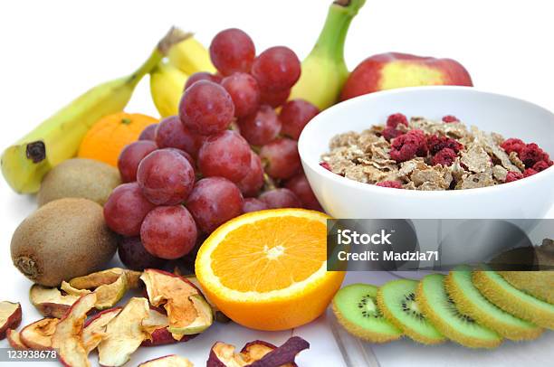 Muesli And Fruits Stock Photo - Download Image Now - Apple - Fruit, Banana, Bowl