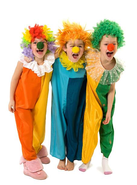 istock Three young children dressed up as clowns 123941360