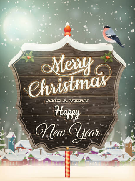 istock Christmas Vintage street with Signboard. EPS 10 1239428080