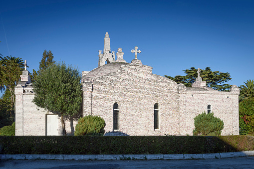 Chapel of the shells on the Isla de la Toja in the Ria de Arosa, Pontevedra, Galicia, Spain, Europe.