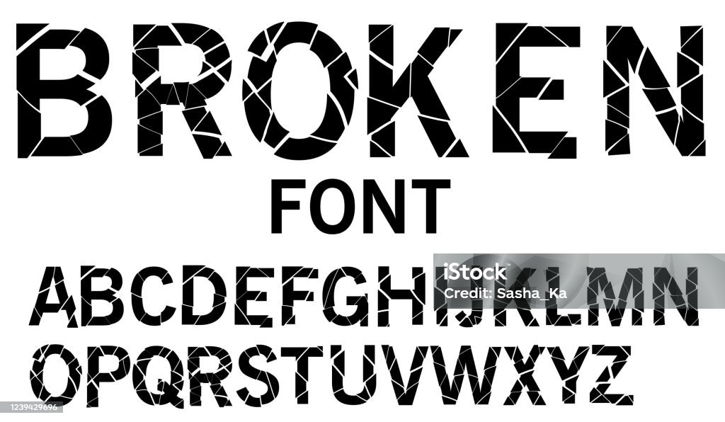 Cracked Alphabet Vector Broken Font Uppercase Letters Typography