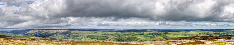 Panorama of cloudy sky and the hills of the Yorkshire Dales, United Kingdom