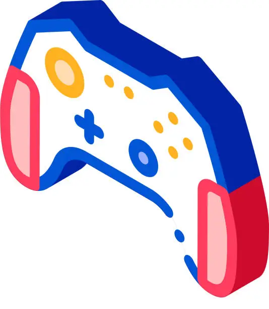 Vector illustration of Interactive Kids Video Games Gamepad isometric icon vector illustration