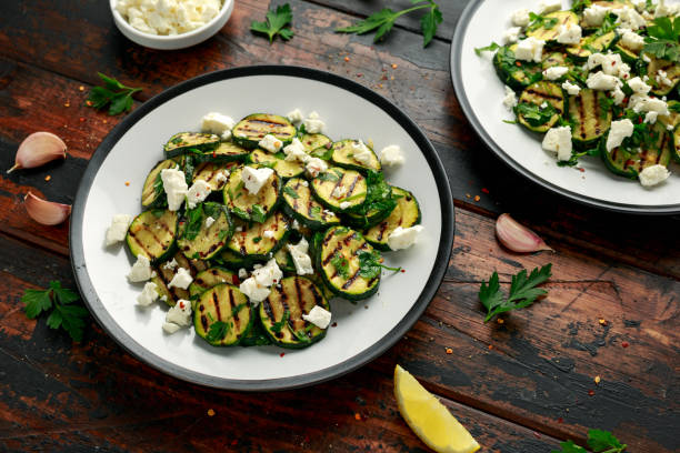 istock Warm salad with grilled zucchini, garlic and herbs 1239462066