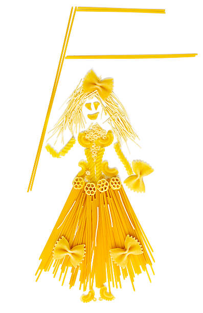 Woman doll made by pasta with blank flag