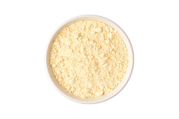 istock Chickpea flour in a bowl top view 1239489334