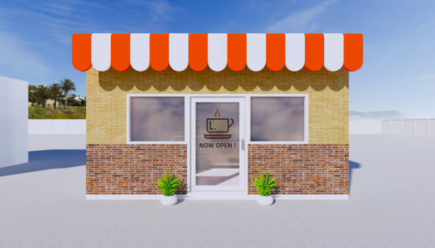 istock 3d rendering coffee shop and now open sign, coronavirus end. 1239495697