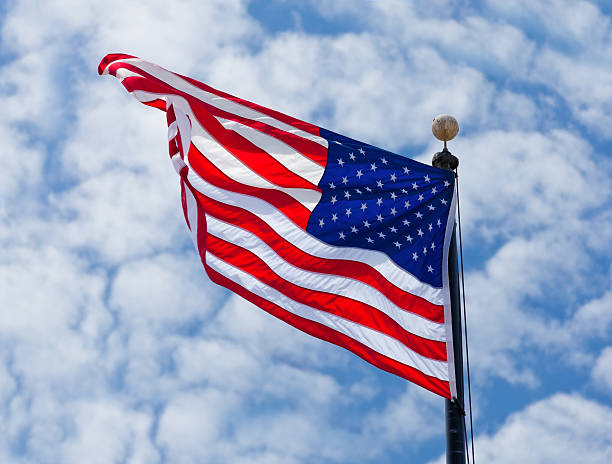 istock USA flag waving on the wind 123949888