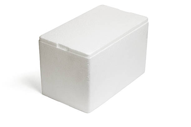 Styrofoam storage box Closed Styrofoam storage box on white background polystyrene box stock pictures, royalty-free photos & images