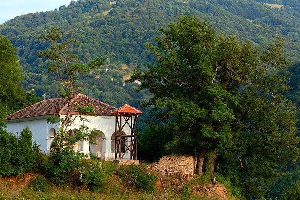 Church in the mountains stock photo