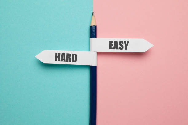 istock Pencil - direction indicator - choice of hard or easy 1239519660