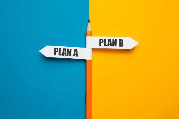 Pencil - direction indicator - choice of plan a or plan b. Business strategy, failure analysis and not give up.