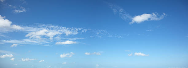 istock Panorama of clear blue sky with white clouds 123952336