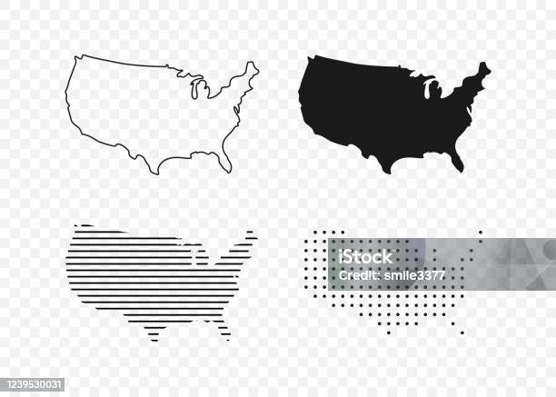美國地圖美國向量圖示美國地圖美利堅合眾國地圖在平面和線設計向量圖向量圖形及更多美國圖片 - 美國, 地圖, 圖示