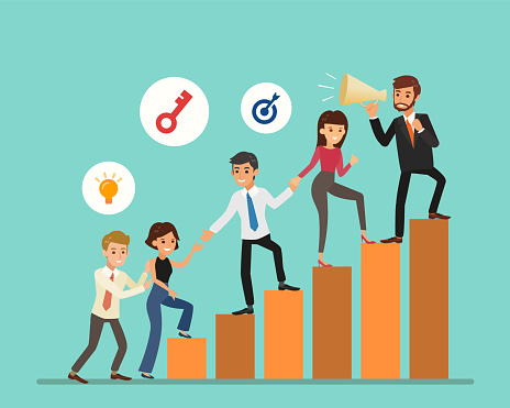 Business People Cartoon Climbing Up On Graph Career Ladder With Characters  Team Work Partnership Leadership Concept Vector Illustration Stock  Illustration - Download Image Now - iStock