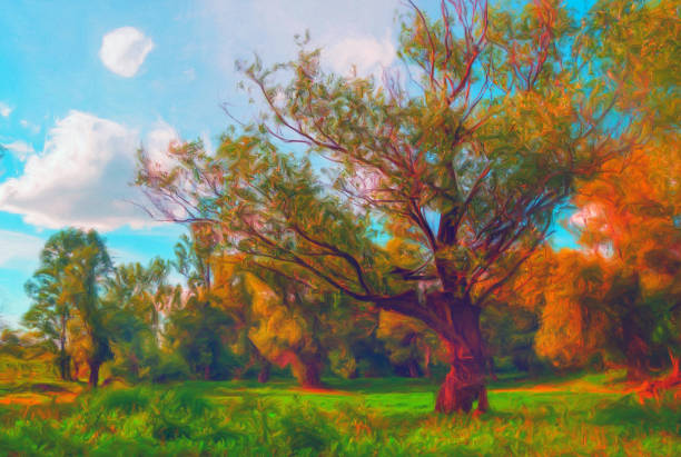 istock Oil landscape painting 1239550529