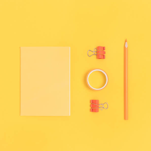 istock Set of stationery on a yellow background. 1239552044