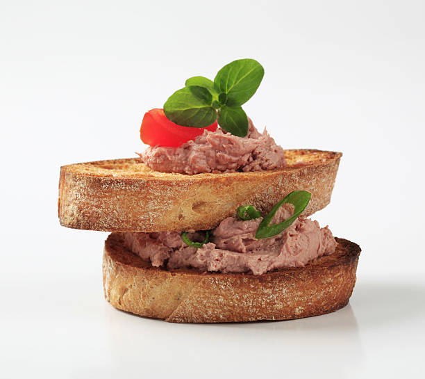 istock Two slices of toasted bread and pate 123956479