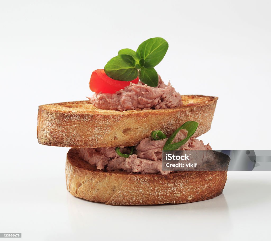 Two slices of toasted bread and pate Toasted Bread Stock Photo