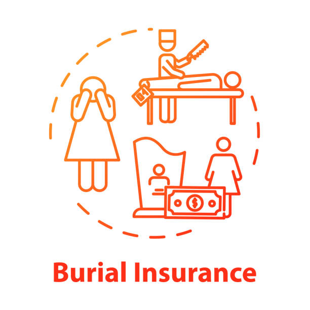 Burial insurance concept icon. Policy payment. Family member loss. Financial help with arrangement. Funeral expense idea thin line illustration. Vector isolated outline RGB color drawing Burial insurance concept icon. Policy payment. Family member loss. Financial help with arrangement. Funeral expense idea thin line illustration. Vector isolated outline RGB color drawing funeral expense stock illustrations