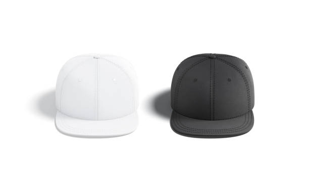istock Blank black and white jeans snapback mockup set, front view 1239605913