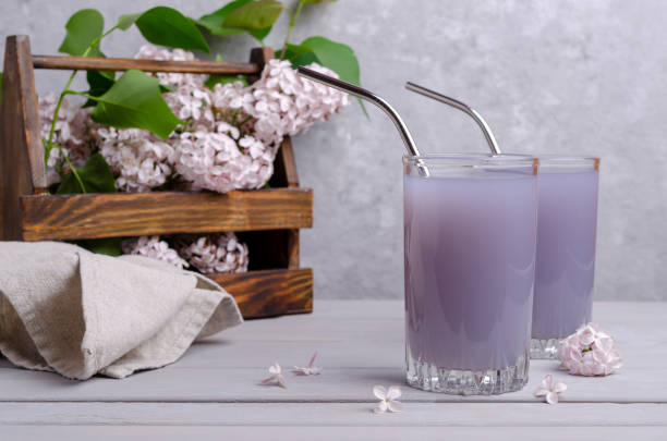 istock Lilac drink in a glass 1239605936