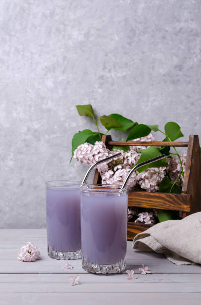 istock Lilac drink in a glass 1239606472