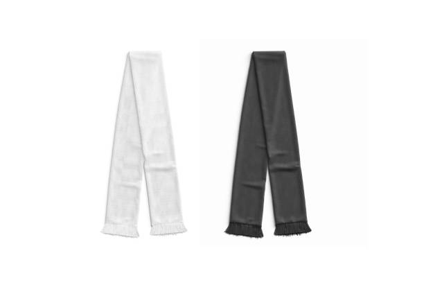 istock Blank black and white knitted soccer scarf mockup, top view 1239606986