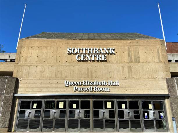 Southbank Centre Queen Elizabeth Hall London London, United Kingdom - June 1 2020: Southbank Centre Queen Elizabeth Hall Purcell Room building exterior with clear blue sky waterloo bridge stock pictures, royalty-free photos & images