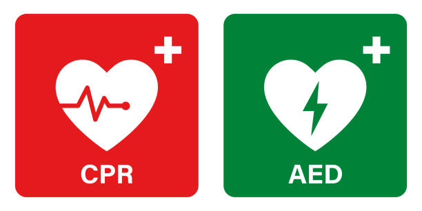 AED vector icon. Emergency defibrillator sign or icon. AED AID CPR. Vector green red isolated icon CPR. AED vector icon. Emergency defibrillator sign or icon. AED AID CPR. Vector green red isolated icon CPR. EPS 10 cpr stock illustrations