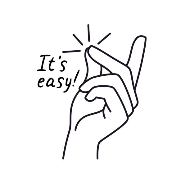 ilustraciones, imágenes clip art, dibujos animados e iconos de stock de snapping finger fácil dibujo gesto - facilidad