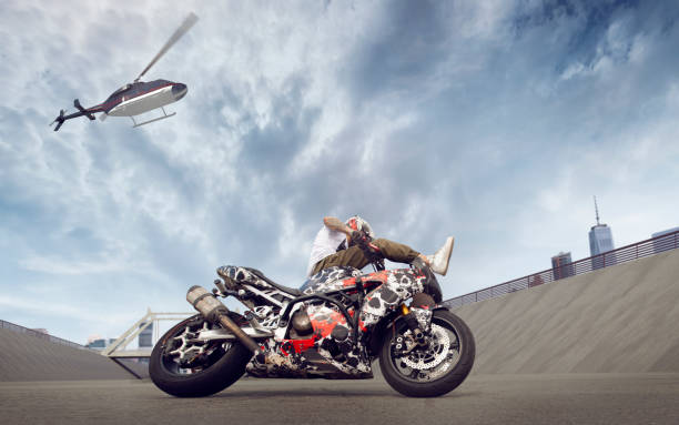 Moto stunt riding.
