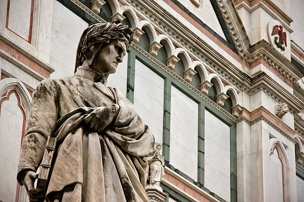 istock Dante Alighieri Statue and Santa Croce Facade in Firenze 123965556