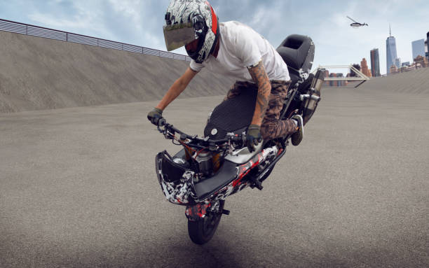 Moto stunt riding.