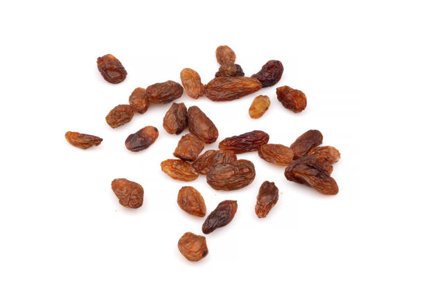 istock Organic Raisins isolated on white background, top view 1239679114