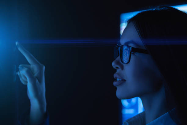 istock The young business woman touches sensor surface 1239683358