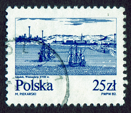 A 1893 issued 1 cent United States postage stamp showing Columbus in Sight of Land.