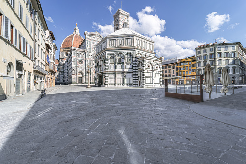 Piazza del Duomo in Florence, Italy, during Coronavirus lockdown
