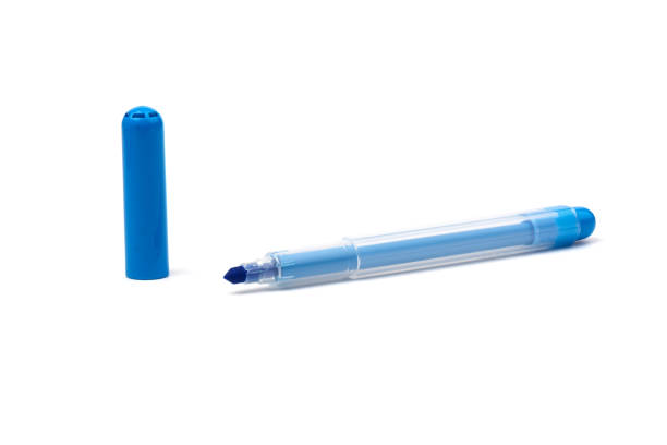 istock Blue marker pen on isolated background with clipping path. Vivid highlighter and blank space for your design or montage. 1239714180