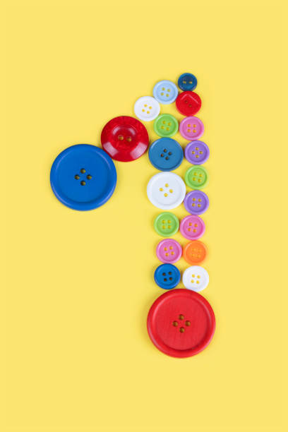 istock Number 1 made of sewing buttons 1239728974