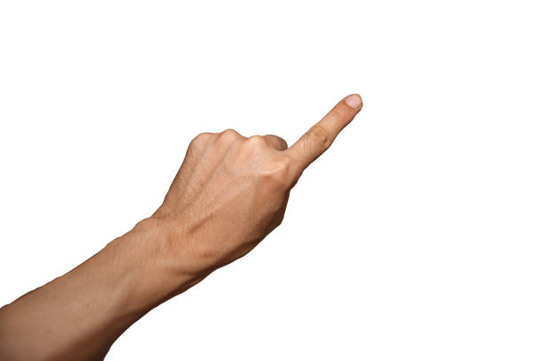 the left hand is pointing - hand sign index finger human finger human thumb imagens e fotografias de stock
